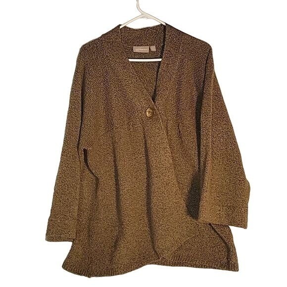 Croft & Barrow‎ Women's cocoa brown cardigan 1 Button Plus Size 1X Bohemian Fall - Picture 1 of 6